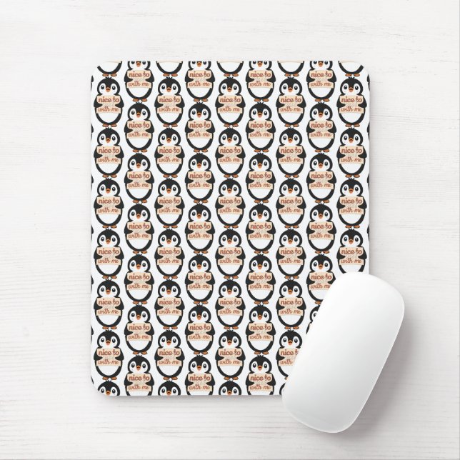 Mousepad Nice to meet with me - Penguin Sign (Com mouse)