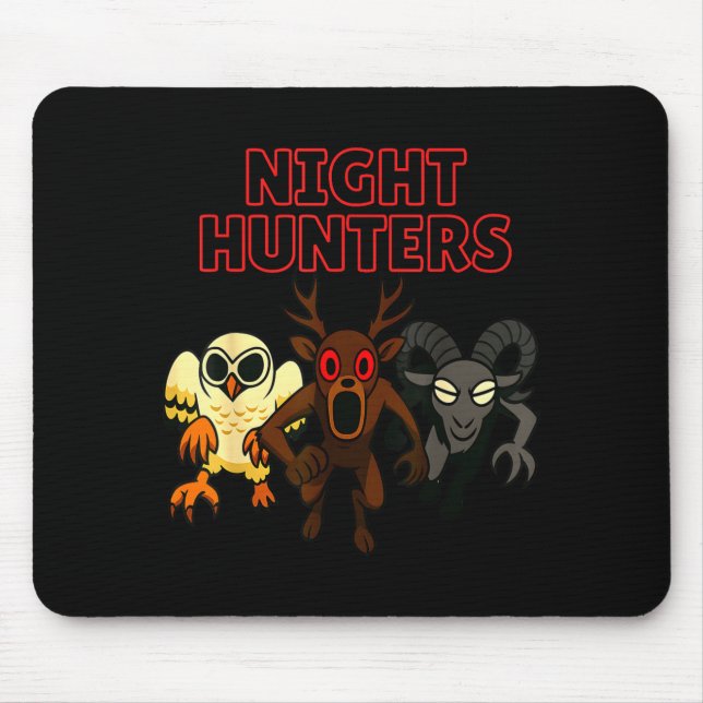 Mousepad Night Hunters. 3 Animals In The Forest. Cool Gamer (Frente)