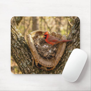 Mousepad Ninho de Cardinal em uma Luva de Beisebol