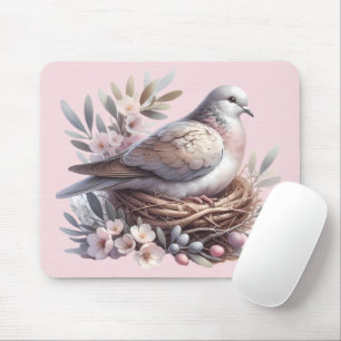 Mousepad Ninho de Enseada com Flores e Ramos de Oliva