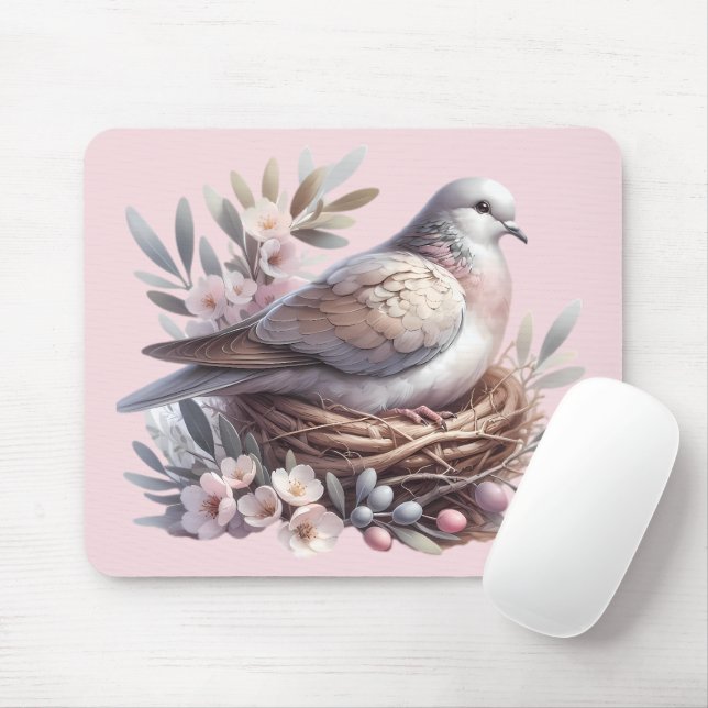 Mousepad Ninho de Enseada com Flores e Ramos de Oliva (Com mouse)