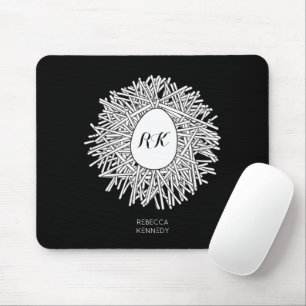 Mousepad Ninho e Ovo Cugado - Iniciais e Nome Personalizado