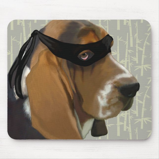 Mousepad Ninja Basset Hound Dog (Frente)