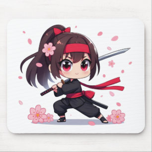 Mousepad Ninja guerreira bonita floresce