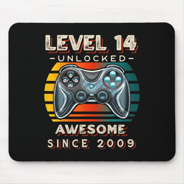 Mousepad Nível 14 14 do jogo de vídeo desbloqueado Aniversá (Frente)