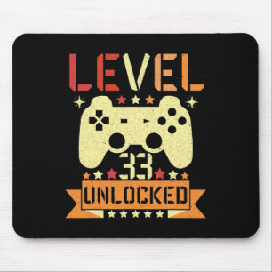 Mousepad Nível 33 Desbloqueado Jogo Vídeo Aniversário de 33