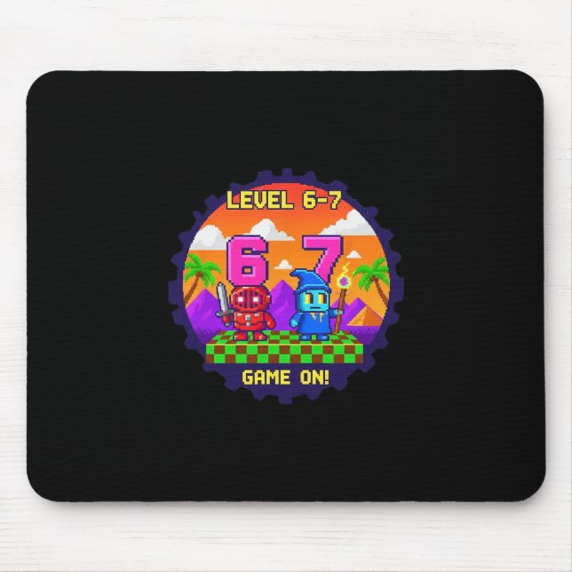 Mousepad Nível 6 7 Jogos Pixel Art Seis Sete Jogadores  (Frente)