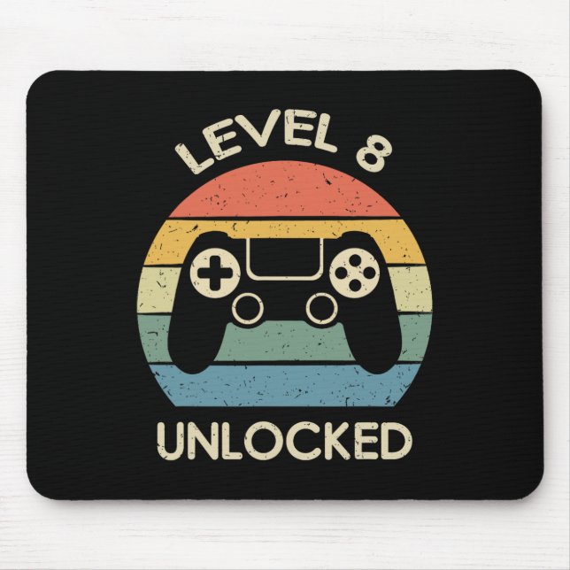 Mousepad Nível 8 Desbloqueado Presente de Aniversário de 8  (Frente)