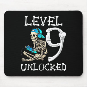 Mousepad Nível 9 Desbloqueado Esqueleto Gamer Vídeo Jogos 9