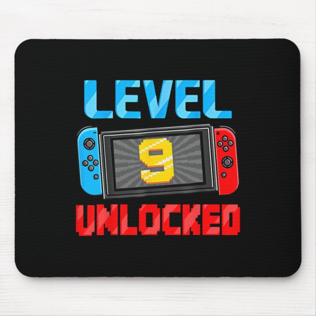 Mousepad Nível 9 Desbloqueado Gamer Presente de 9º Aniversá (Frente)