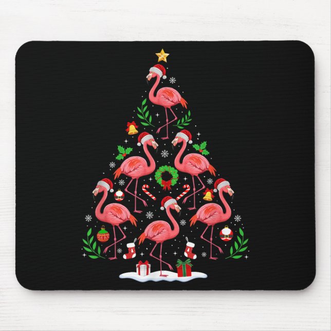 Mousepad Nk Flamingo Christmas Tree Lights Santa Hat Xmas P (Frente)