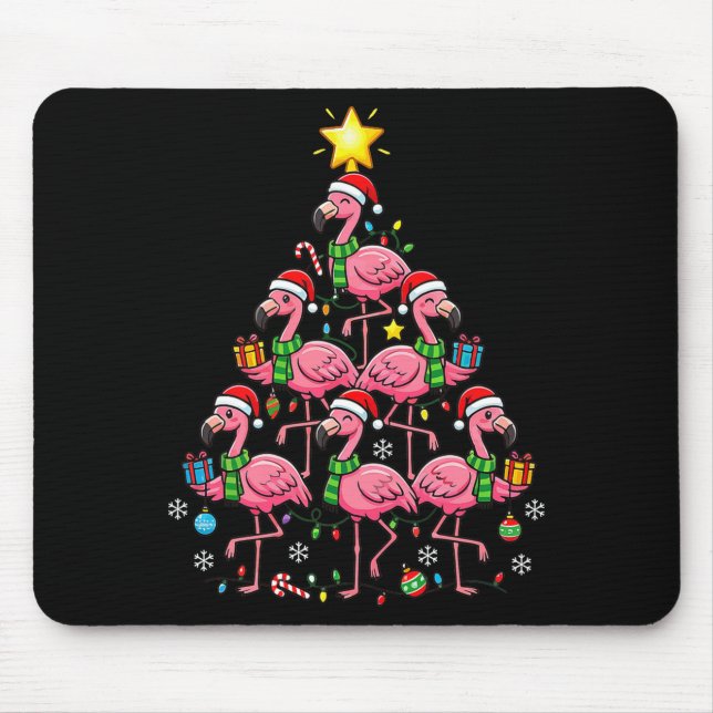 Mousepad Nk Flamingo Christmas Tree Santa Flamingo Holiday  (Frente)