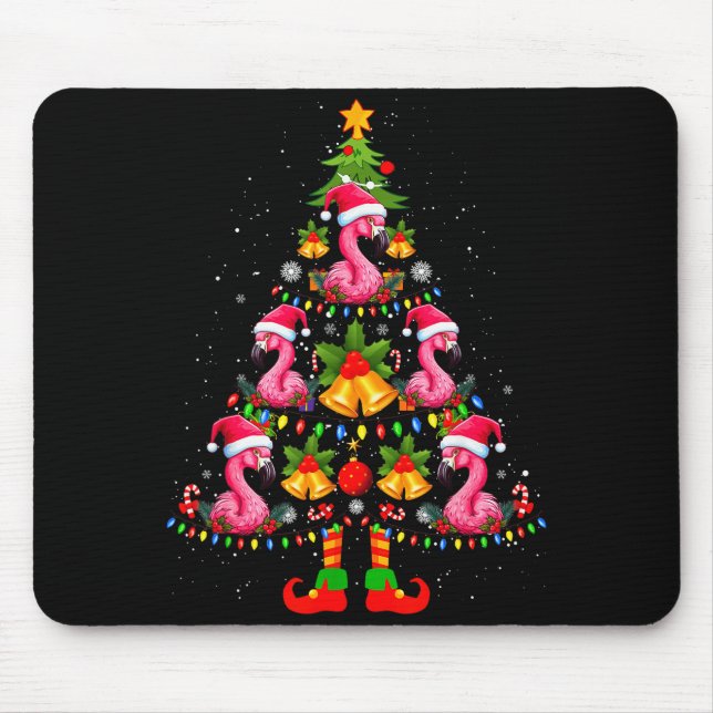 Mousepad Nk Flamingo Christmas Tree Santa Hat Xmas  (Frente)