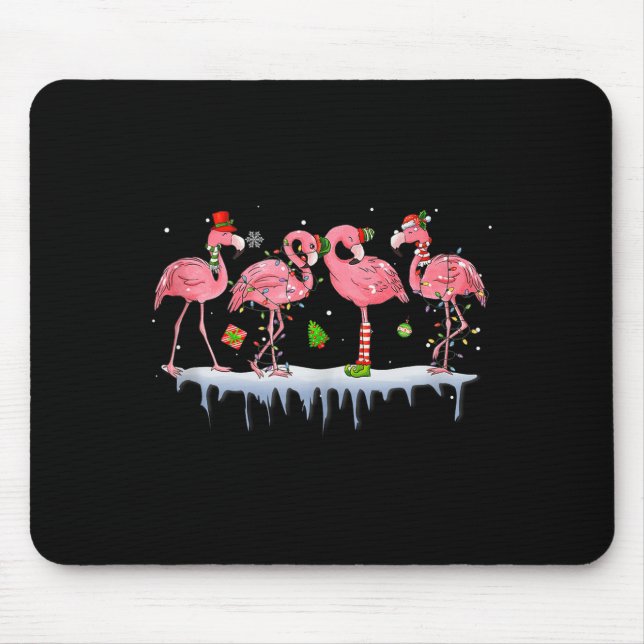 Mousepad Nk Flamingo Hat Santa Merry Christmas Lights Women (Frente)