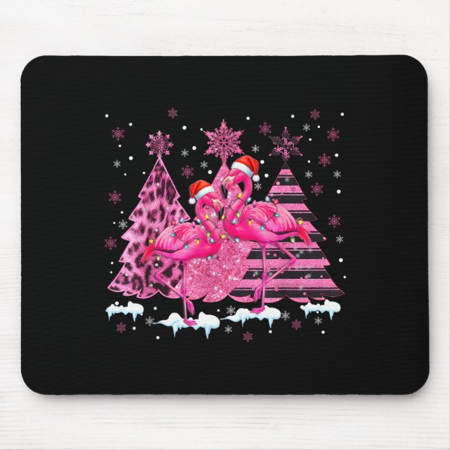 Mousepad Nk Flamingo Santa Hat Leopard Christmas Tree Xmas  (Frente)