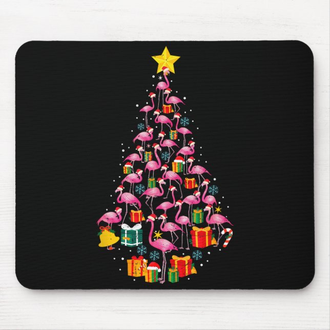 Mousepad Nk Flamingo Santa Merry Christmas Tree Lights Wome (Frente)