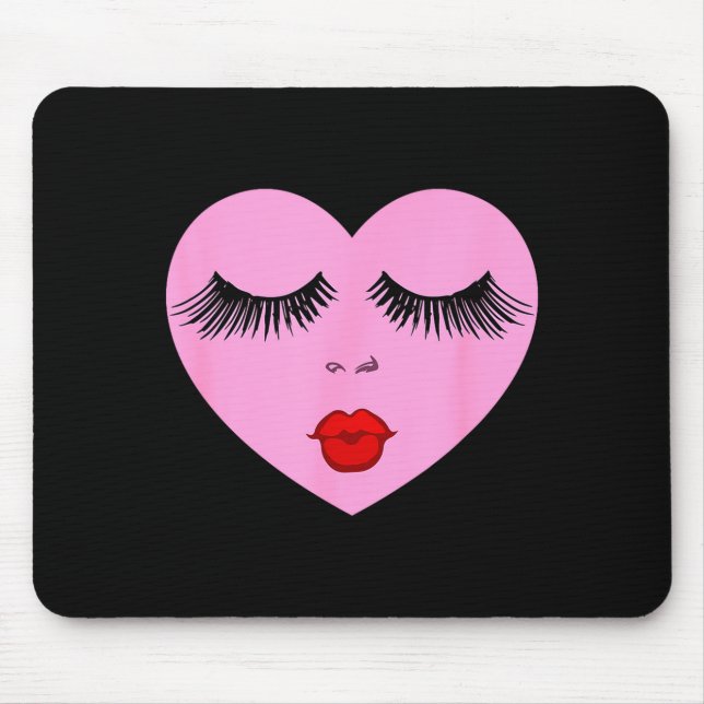 Mousepad Nk Lady Heart With Eyelashes Valentines Day Kiss  (Frente)