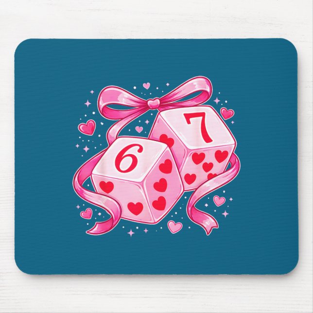 Mousepad Nk Love Dice 6 7 Hearts Valentine Cute Romantic Ar (Frente)