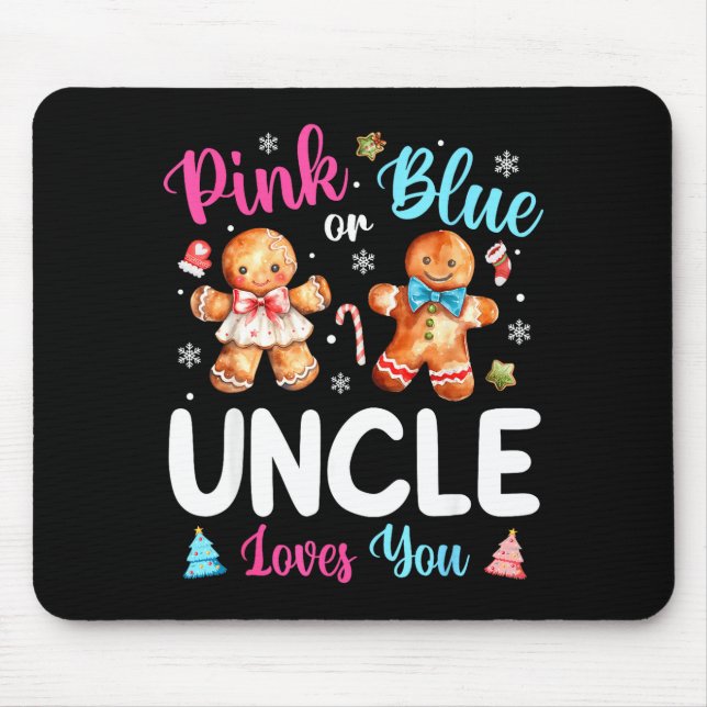 Mousepad Nk Or Blue Uncle Loves You Gender Reveal Christmas (Frente)