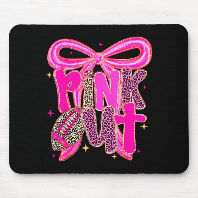 Mousepad Nk Out Leopard Football Bow Breast Cancer Awarenes (Frente)