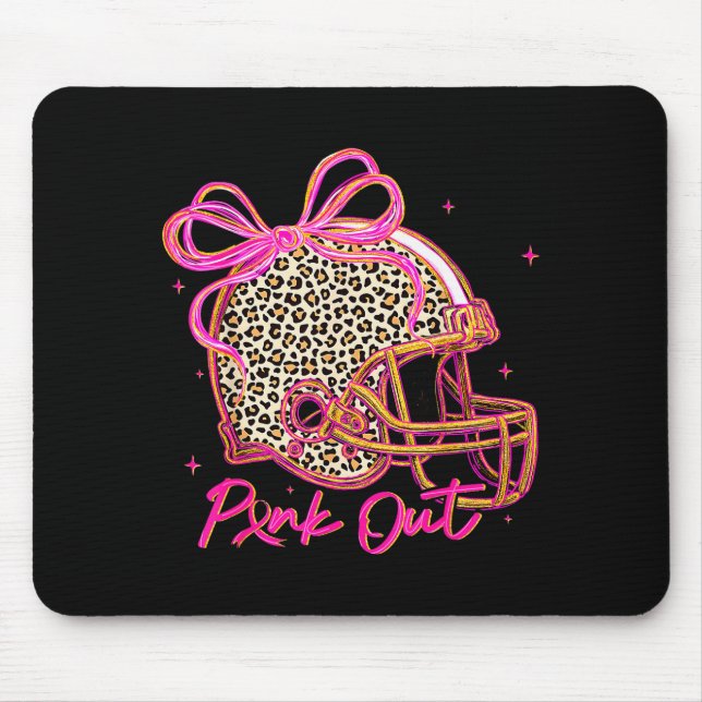 Mousepad Nk Out Leopard Football Helmet Bow Preppy Breast C (Frente)