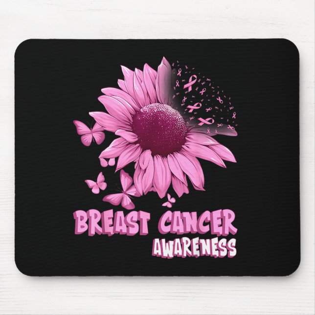 Mousepad Nk Sunflower Breast Cancer Awareness Ribbon In Oct (Frente)
