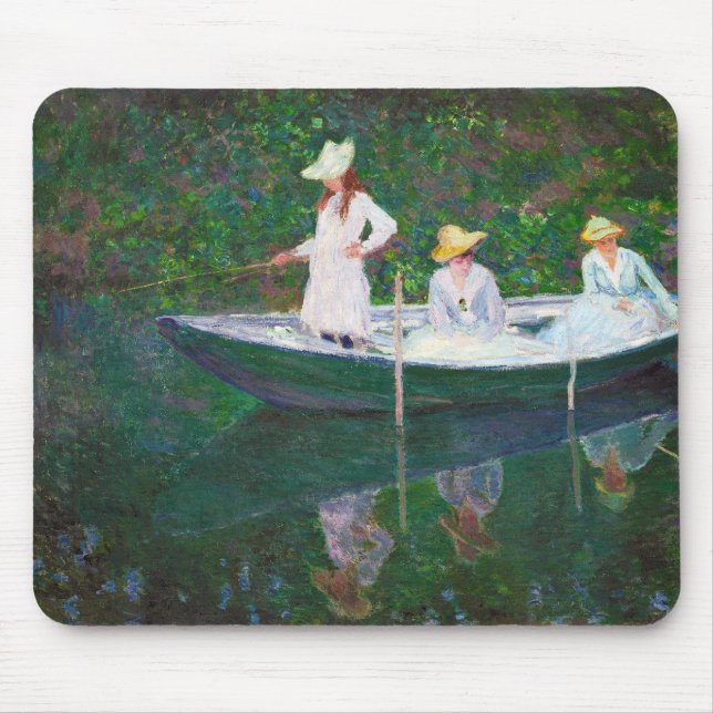 Mousepad No barco norueguês em Giverny Claude Monet (Frente)