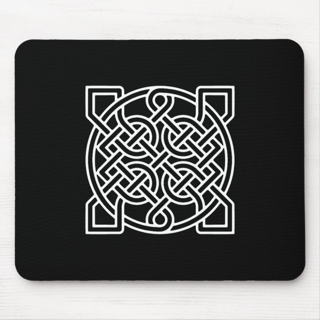 Mousepad Nó do Marinheiro Celta, Branco num Fundo Negro (Frente)