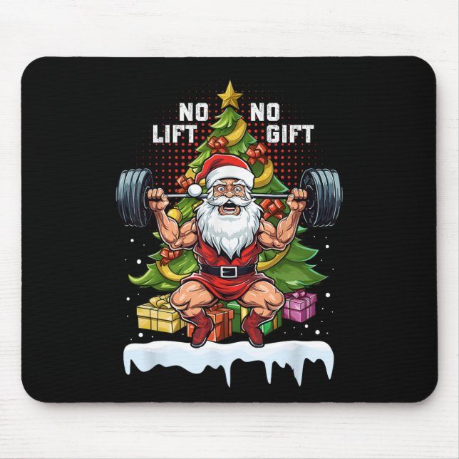 Mousepad No Lift No Gift Santa Claus Christmas Gym Bodybuil (Frente)