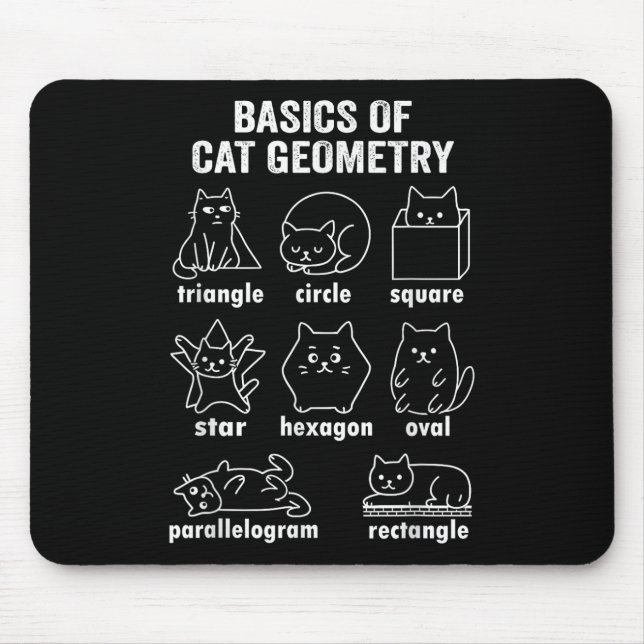 Mousepad Noções Básicas Engraçadas de Geometria de Gato De  (Frente)