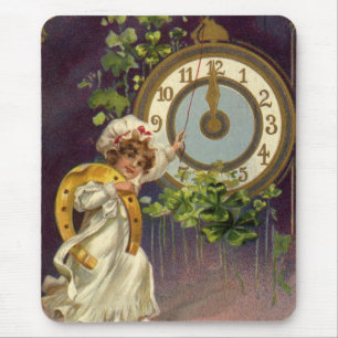 Mousepad Noite de Ano Novo Irlandesa Vintage às 12h