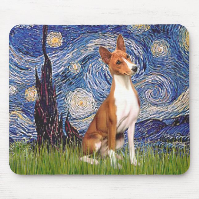Mousepad Noite Estrelada - Basenji (Frente)