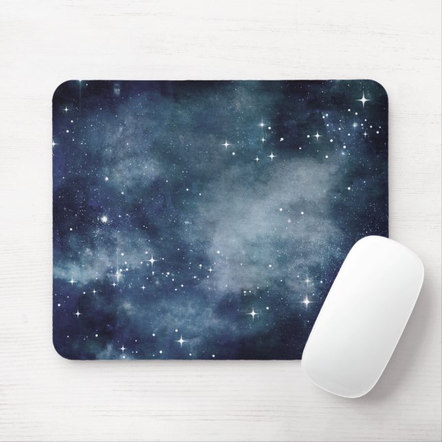 Mousepad Noite Estrelada Céu Azul Estrelas Amantes Universo (Com mouse)