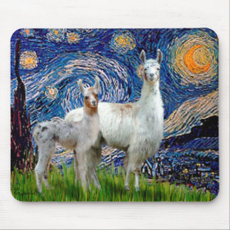 Mousepad Noite Estrelada com Dois Lhamas