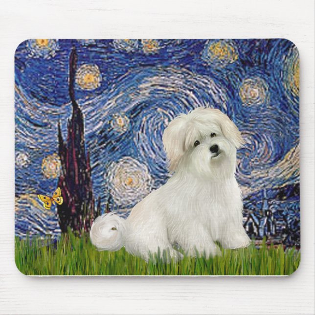 Mousepad Noite Estrelada - Coton de Tulear 7 (Frente)