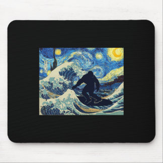 Mousepad Noite Estrelada do Pé Grande Surfando a Grande Ond