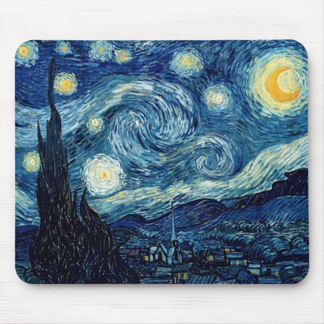 Mousepad Noite estrelado por Vincent van Gogh (Frente)