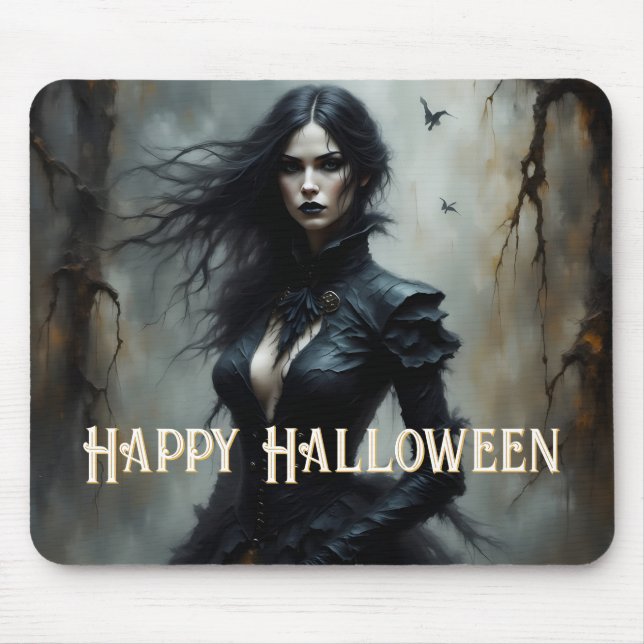 Mousepad Noite Gótica de Halloween de Mistério (Frente)