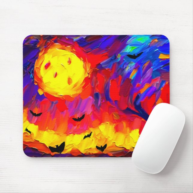 Mousepad Noite Moderna de Halloween Abstrato (Com mouse)