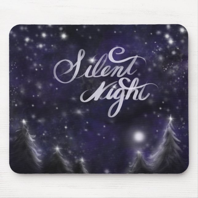 Mousepad Noite Silenciosa - cena romântica de neve de Féria (Frente)