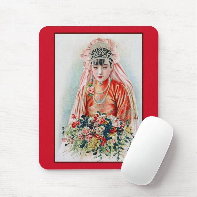 Mousepad Noiva de Vermelho no Casamento Chinês em Xangai (Com mouse)