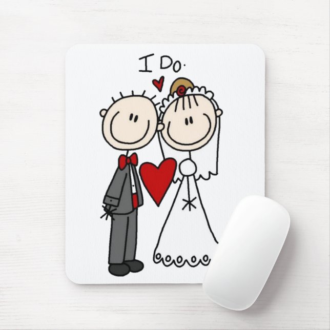 Mousepad Noiva e Groom Stick Figuras Casamento Eu Faço (Com mouse)