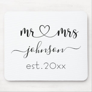 Mousepad Noivado de casamento Sr. Sra. Nome Personalizado