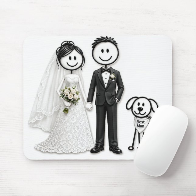 Mousepad Noivas e Noivos em Formato de Bonecos com o Melhor (Com mouse)