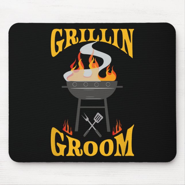 Mousepad Noivo Bbq Grelha Defumador E Chef De Churrasco (Frente)