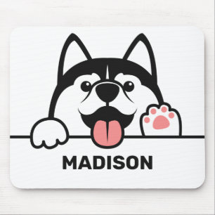 Mousepad Nome aduaneiro Siberian Husky de cor branca
