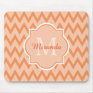 Mousepad Nome alaranjado na moda e monograma do ziguezague