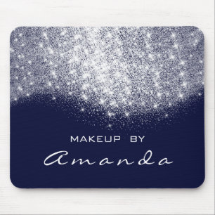 Mousepad Nome azul do marinho da prata da composição do