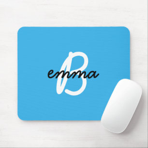 Mousepad Nome Azul Na moda de tendências modernas Monogra