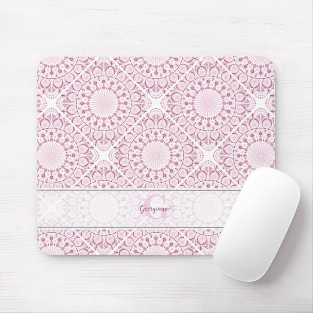 Mousepad Nome Bonito Pink Confetti Lace Azulejo Mandala (Com mouse)